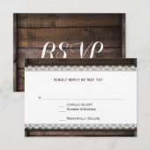 カントリーバ素朴ーンウッドレース結婚式RSVPカード 出欠カード (正面/裏面)