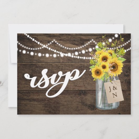 カントリーバ素朴ーンズヒ結婚マワリーメイソンジャー 招待状 (正面)