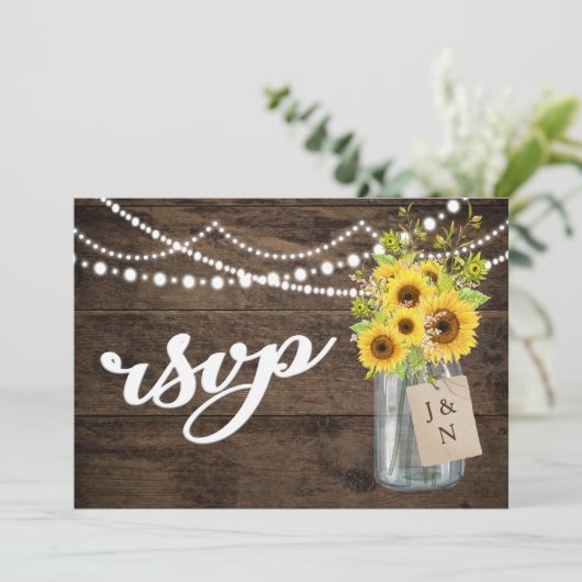 カントリーバ素朴ーンズヒ結婚マワリーメイソンジャー 招待状 (スタンド正面)