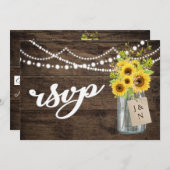 カントリーバ素朴ーンズヒ結婚マワリーメイソンジャー 招待状 (正面/裏面)