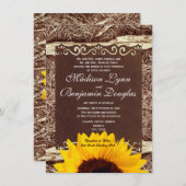 カントリーパインズニードルヒマワリ結婚式招待状 招待状 (正面/裏面)