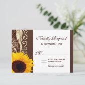 カントリーパイン材の針ひまわりの結婚出欠届けカード 出欠カード (スタンド正面)