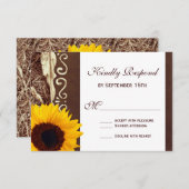 カントリーパイン材の針ひまわりの結婚出欠届けカード 出欠カード (正面/裏面)