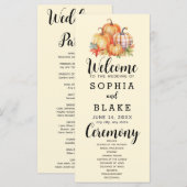 カントリーパンプキンズプレイド秋イエロー結婚式 プログラム (正面/裏面)