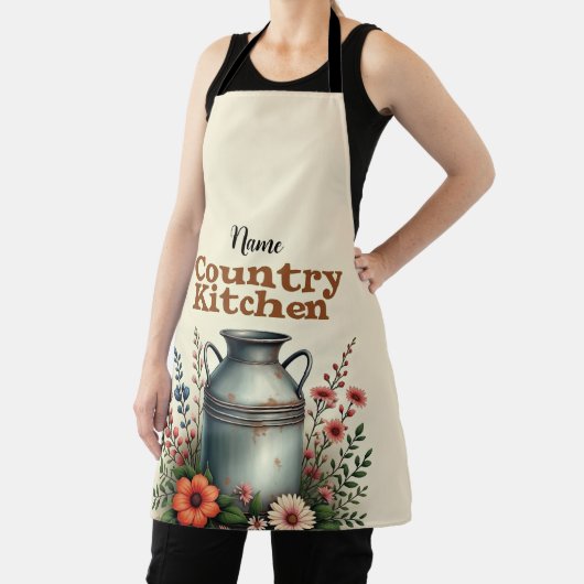 カントリーパーソナライズされたキッチンエプロン – [名前]のファーム エプロン (インサイチュ)