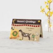 – カントリーパーソナライズされたクリスマスヌビアヤギファーム カード (黄色い花)