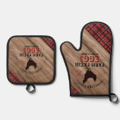 カントリーパーソナライズされたファームハウススタイル 鍋つかみ&鍋敷きセット (正面)