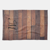 カントリーパーソナライズされたファームハウスモノグラムスクリプト キッチンタオル (横)