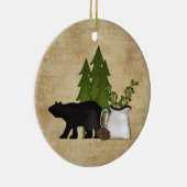 カントリーパーソナライズされた素朴マウンテンベア セラミックオーナメント (右)
