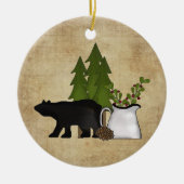 カントリーパーソナライズされた素朴マウンテンベア セラミックオーナメント (正面)
