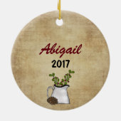 カントリーパーソナライズされた素朴マウンテンベア セラミックオーナメント (裏面)