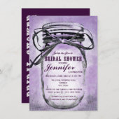 カントリーパープルメイソンジャーブライダルシャワー招待状 招待状 (正面/裏面)