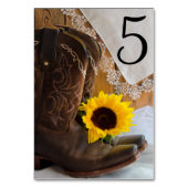 カントリーヒマワリとレース結婚のテーブル番号 テーブルナンバー (正面)