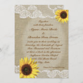 カントリーヒマワリとレース 招待状 (正面/裏面)