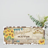 カントリーヒマワリと牛のプリントベビーシャワー 招待状 (スタンド正面)