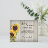 カントリーヒマワリのバックボード感謝してい悔やみや弔慰ユー ポストカード (スタンド正面)