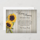 カントリーヒマワリのバックボード感謝してい悔やみや弔慰ユー ポストカード (正面/裏面)