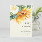 カントリーヒマワリの花束クリーム結婚すべて 招待状 (スタンド正面)