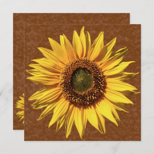 カントリーヒマワリブラウンブライダルシャワー 招待状 (正面/裏面)