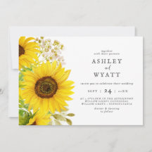 カントリーヒマワリ水平結婚式招待状