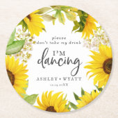 カントリーヒマワリ飲まない私は踊り ラウンドペーパーコースター (正面)