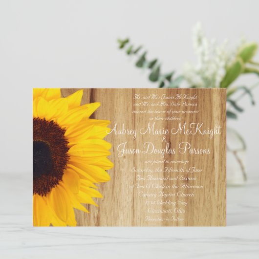 カントリーヒ素朴マワリーウッド結婚式招待状 招待状 (スタンド正面)