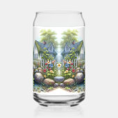 カントリービルバードハウスガーデン水彩画 ガラス缶 (左)