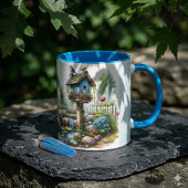 カントリービルバードハウスガーデン水彩画 マグカップ