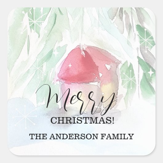カントリービレッジホワイトクリスマス スクエアシール (正面)