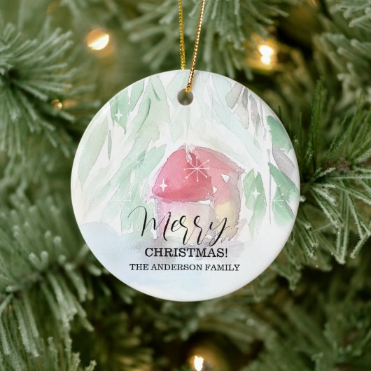 カントリービレッジホワイトクリスマス セラミックオーナメント (ツリー)