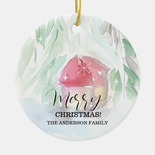 カントリービレッジホワイトクリスマス セラミックオーナメント (正面)