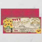 カントリーピクニックひまわりラスティックウェディングシャワー セーブザデート (正面/裏面)