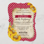 カントリーピクニックウィズサンフラワーズ誕生日招待状 招待状 (正面/裏面)