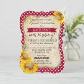 カントリーピクニックウィズサンフラワーズ誕生日招待状 招待状 (スタンド正面)