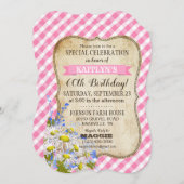 カントリーピクニックウィズデイジーブーケ誕生日招待状 招待状 (正面/裏面)