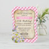 カントリーピクニックウィズデイジーブーケ誕生日招待状 招待状 (スタンド正面)