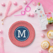 カントリーピクニックレッドギンガムパーソナライズモノグラム ペーパープレート (パーティー)