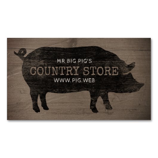 カントリーピグシルエット素朴スタイルファミリーファーム マグネット名刺 (正面)
