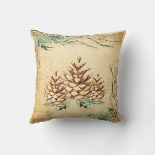 カントリーピネコンヴィンテージエレガントグリーナリーホリデイ クッション (裏面)