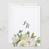 カントリーピンクのクリームクラシックスクリプト結婚フローラ 招待状 (裏面)