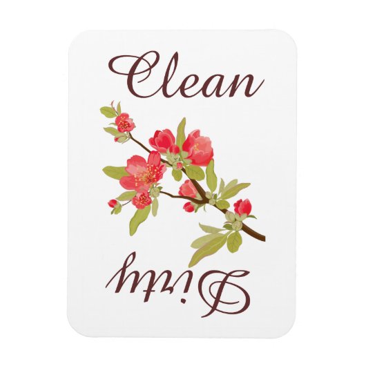 カントリーピンクの木の花の食洗機マグネット マグネット (縦)