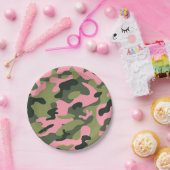 カントリーピンクグリーン陸軍カモカモフラージュ誕生日 ペーパープレート (パーティー)