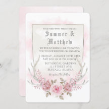 カントリーピンクグレーウォーターカラー牡丹〔雄ジカの〕枝角結婚ズ