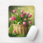 カントリーピンクチューリップ マウスパッド (マウス)