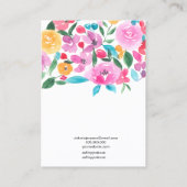 カントリーピンクフローラ水彩イヤリングディスプレイ 名刺 (裏面)