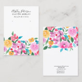 カントリーピンクフローラ水彩イヤリングディスプレイ 名刺 (正面/裏面)