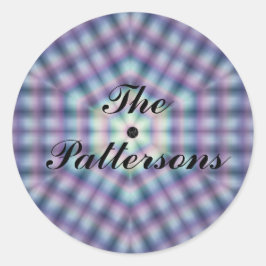カントリーピンクブルーの格子縞のお気に入りの封印 ラウンドシール