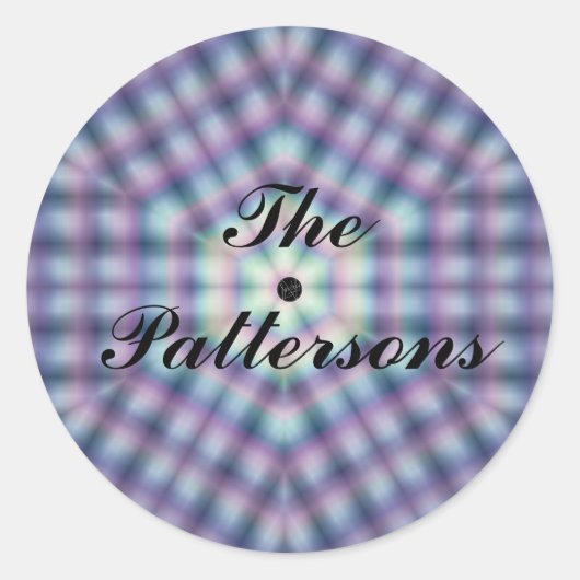 カントリーピンクブルーの格子縞のお気に入りの封印 ラウンドシール (正面)