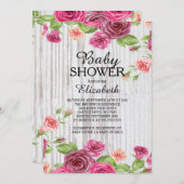 カントリーピンクローゼズウッドベビーシャワー招待状 招待状 (正面/裏面)