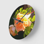 カントリーピーチバラ ラウンド壁時計 (傾斜)